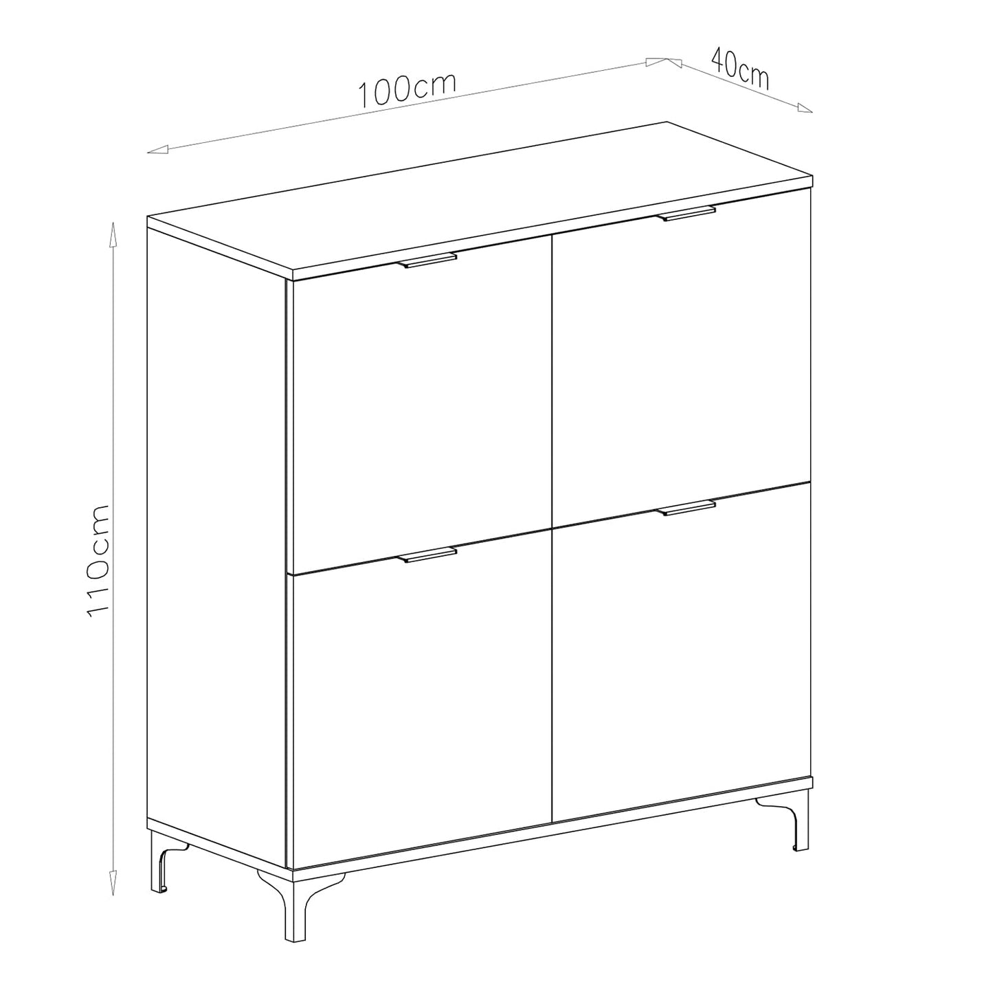 Lana Modern Sideboard with Four Doors – White