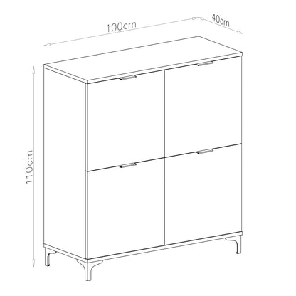 Lana Modern Sideboard with Four Doors – White