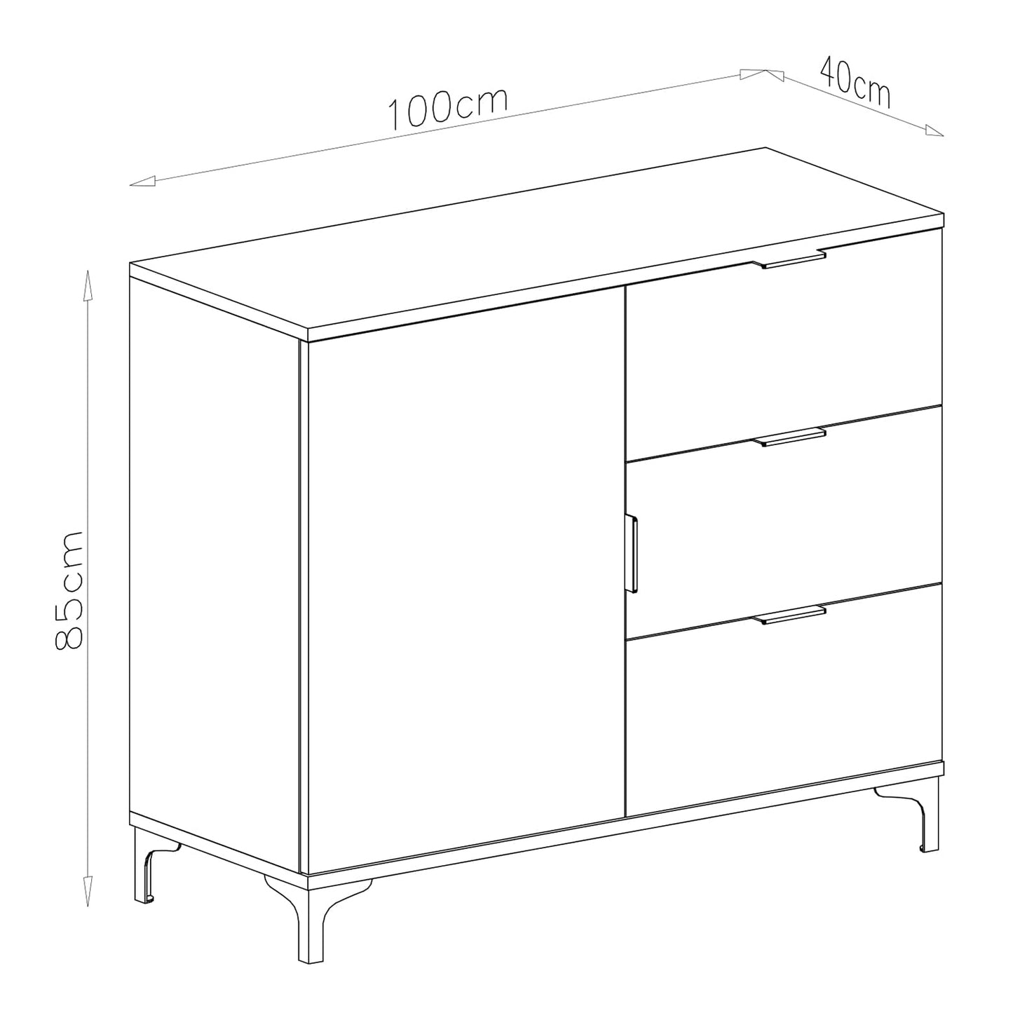 Lana Modern Sideboard with Drawers and Cabinet – White