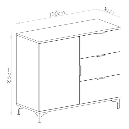 Lana Modern Sideboard with Drawers and Cabinet – White