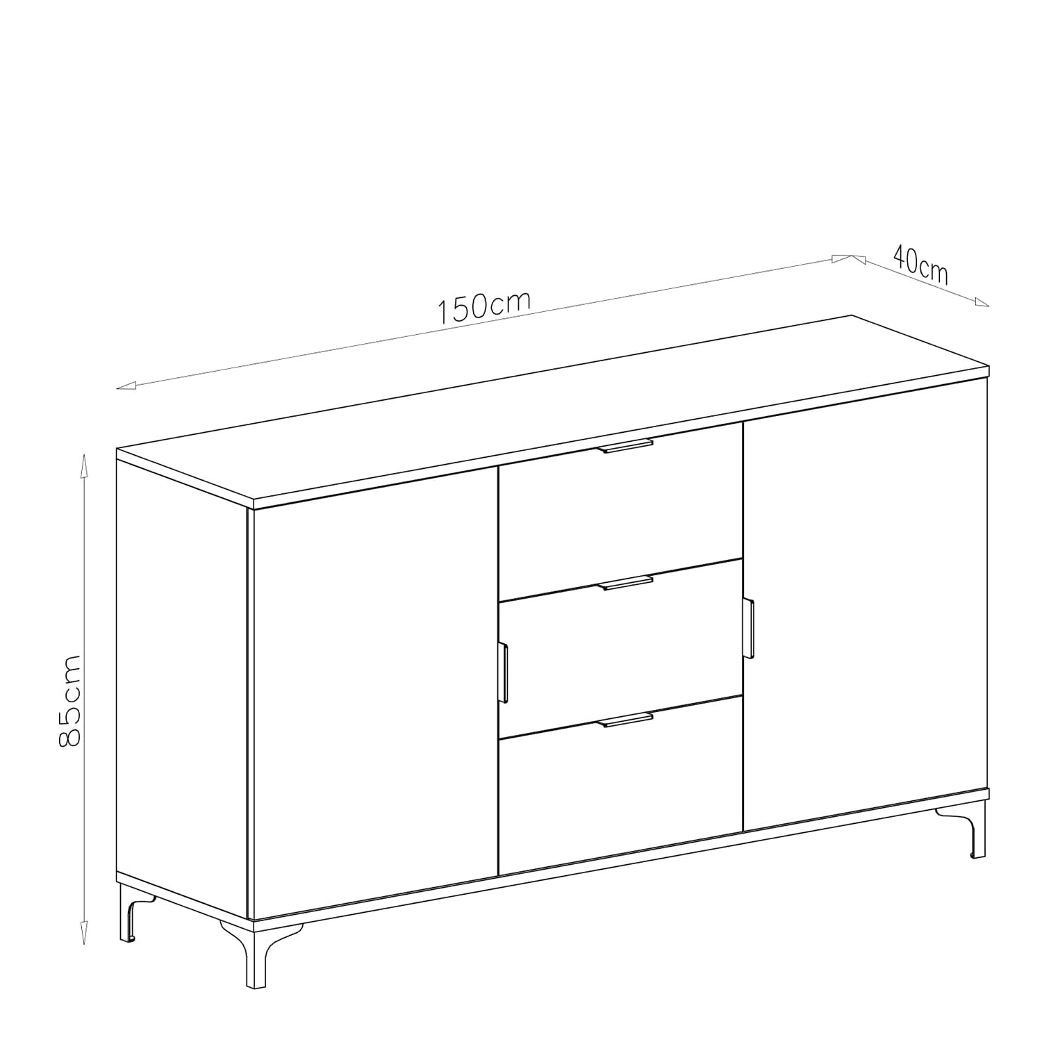 Lana Modern Storage Sideboard with Cabinets and Drawers – White