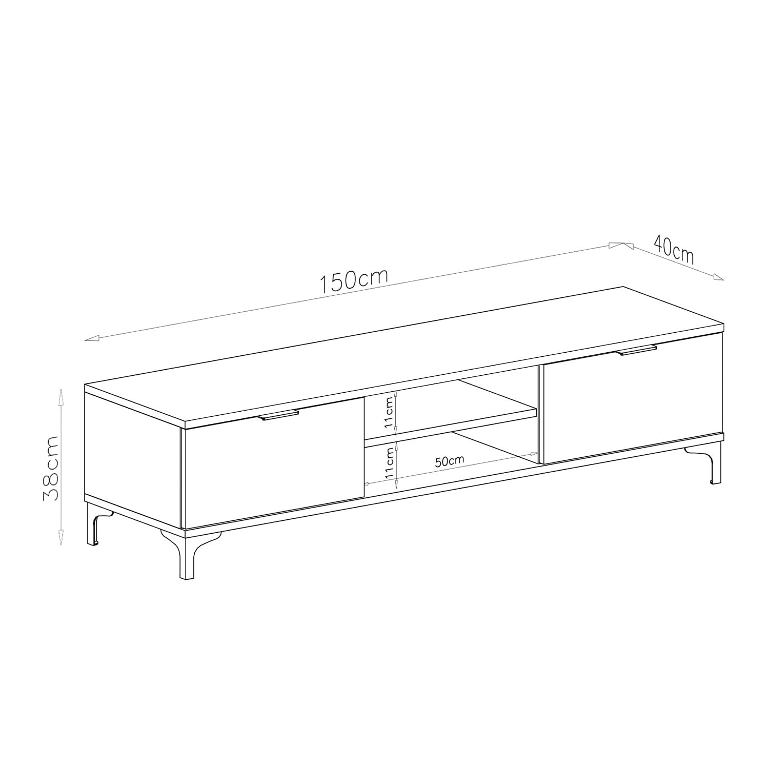 Lana Modern TV Stand with Open Shelving and Cabinets – Oak Artisan