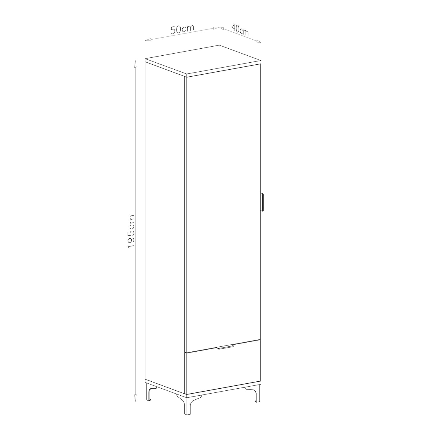 Lana Modern Tall Cabinet with Door and Drawer – White