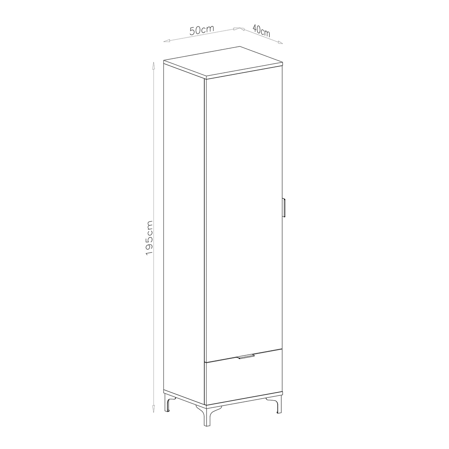 Lana Modern Tall Cabinet with Door and Drawer – Oak Artisan