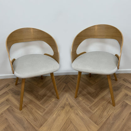 Ruston Scandinavian Style Set of 2 Wooden Chairs - Natural Beech / Light Grey