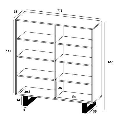 Apollo Modern Sideboard with 4-Door Design and Metal Legs – White / Oak Wotan
