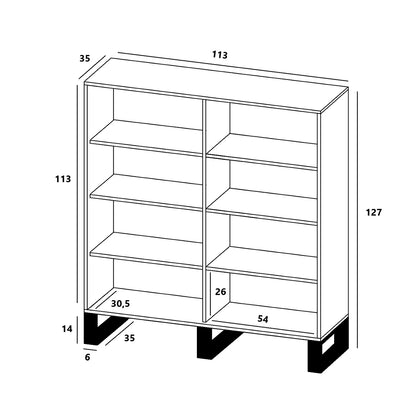 Apollo Modern Sideboard with 4-Door Design and Three Metal Legs – Black / Oak Wotan Copy