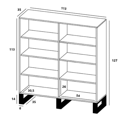 Apollo Modern Sideboard with 4-Door Design and Three Metal Legs – White / Oak Wotan