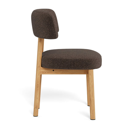 Toray Set of 2 Upholstered Dining Chairs with Oak Effect Frame - Brown