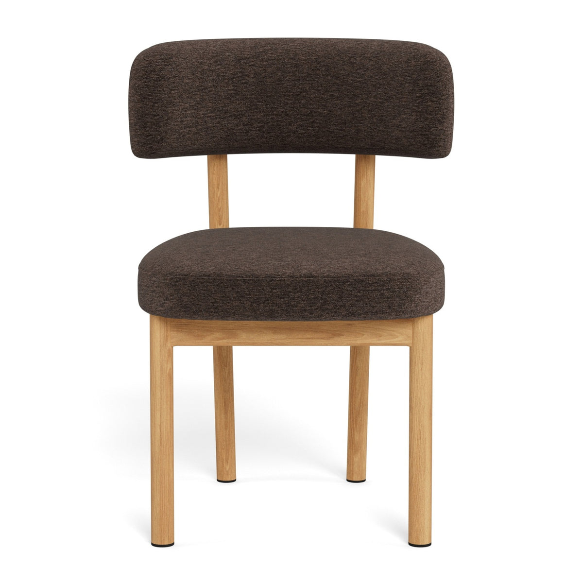 Toray Set of 2 Upholstered Dining Chairs with Oak Effect Frame - Brown
