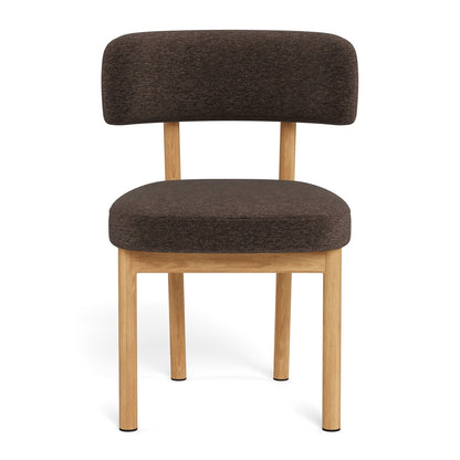 Toray Set of 2 Upholstered Dining Chairs with Oak Effect Frame - Brown