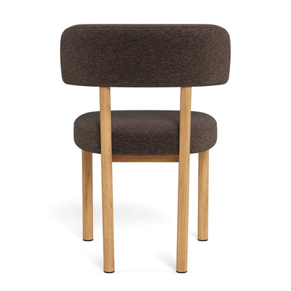 Toray Set of 2 Upholstered Dining Chairs with Oak Effect Frame - Brown