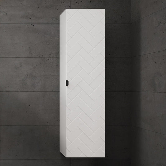 Trend Herringbone Pattern Door Tall Bathroom Cabinet - White