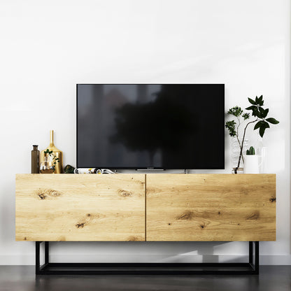 Enjoy Minimalist Freestanding TV Unit with Metal Base – Oak Artisan