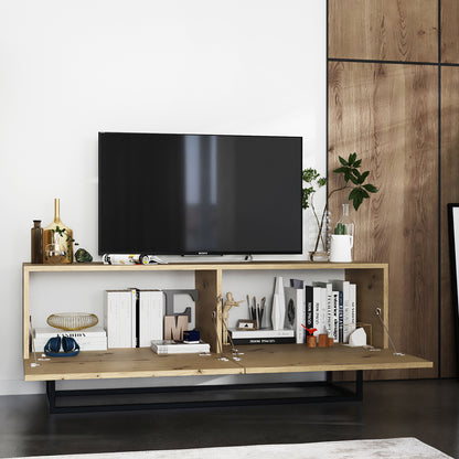 Enjoy Minimalist Freestanding TV Unit with Metal Base – Oak Artisan
