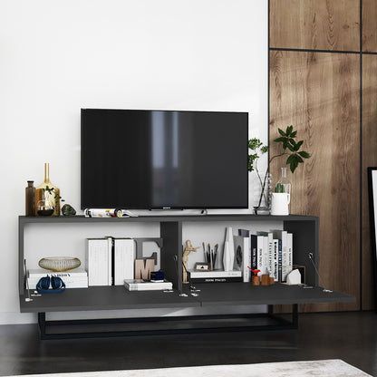 Enjoy Minimalist Freestanding TV Unit with Metal Base – Graphite
