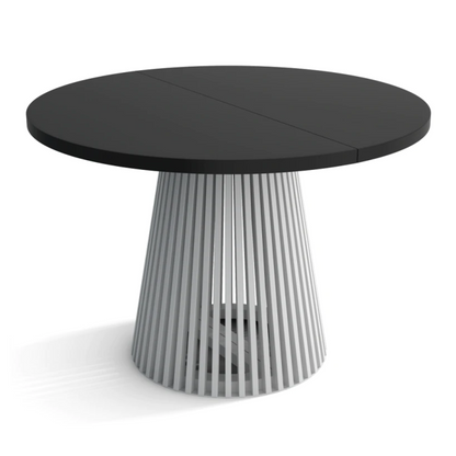 Ruston Round Extendable Table with Slats - Black / White