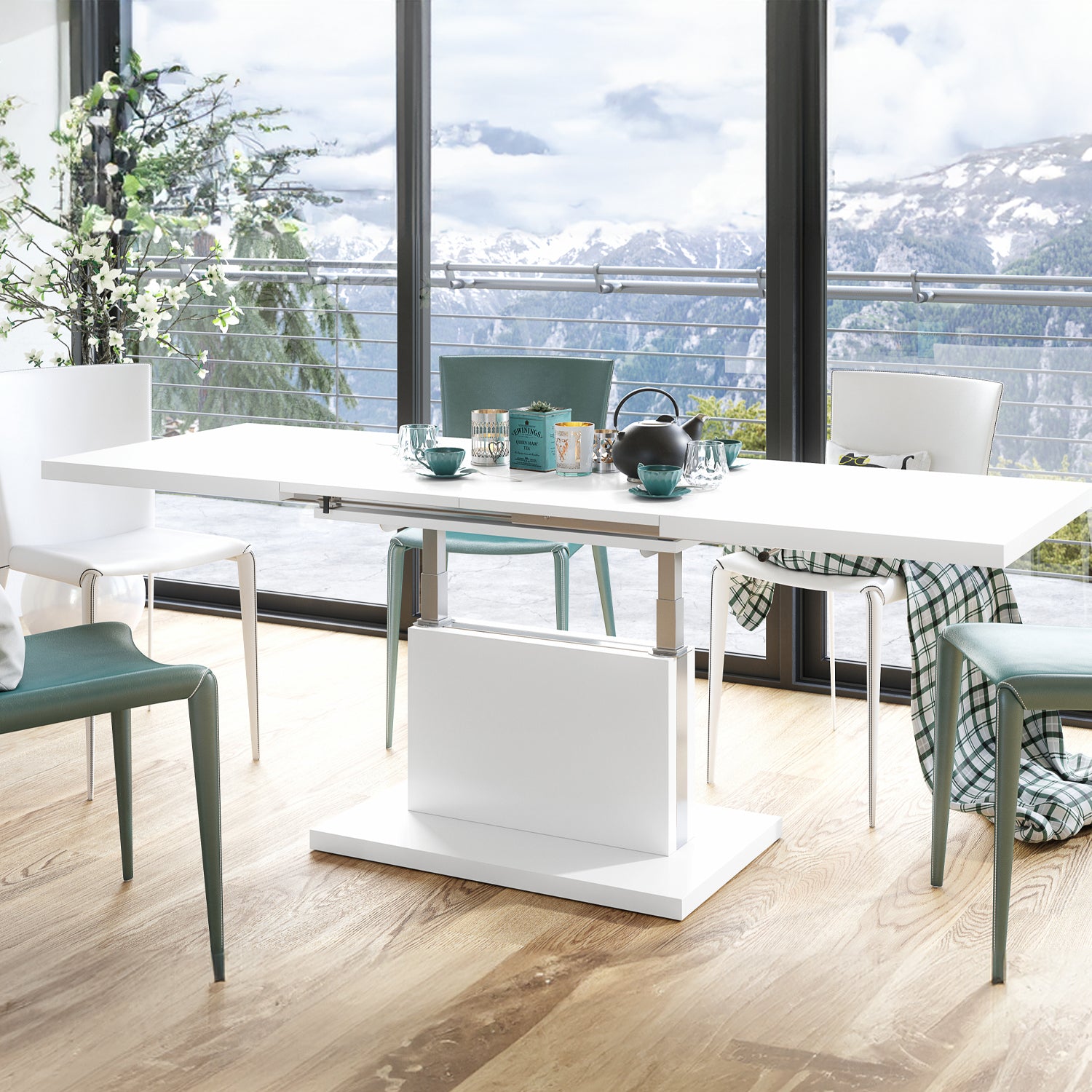 Astrid 70 - 2 in 1 Extending Coffee / Dining Table - White Matt