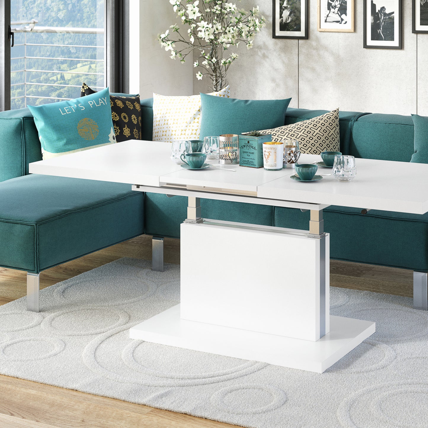 Astrid 70 - 2 in 1 Extending Coffee / Dining Table - White Matt