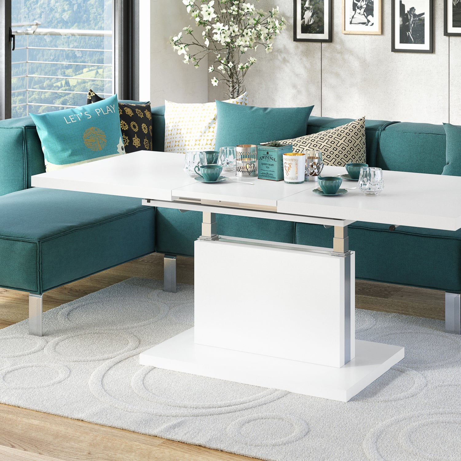 Astrid 70 - 2 in 1 Extending Coffee / Dining Table - White Matt