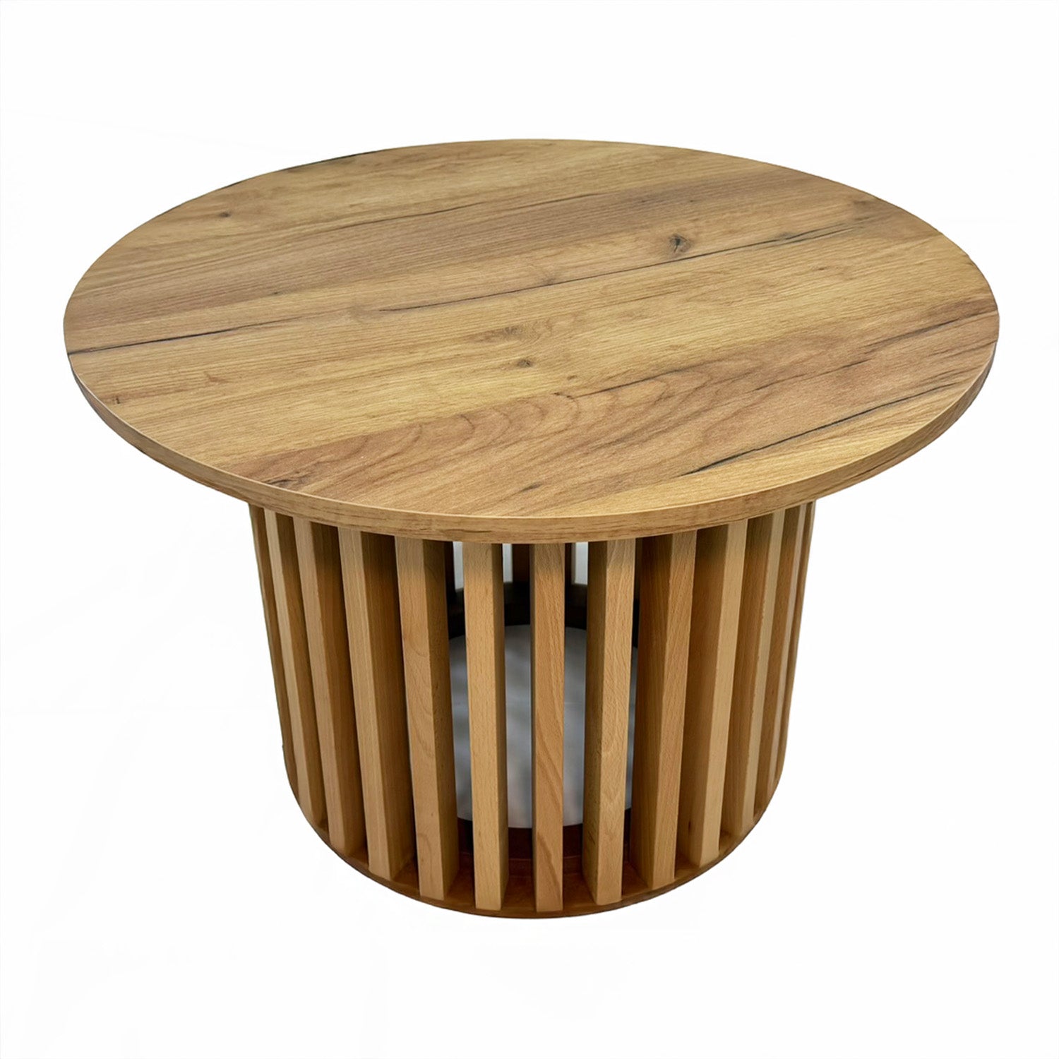 Ruston Scandinavian Style Wooden Slats Base Coffee Table 60cm - Gold Craft Oak