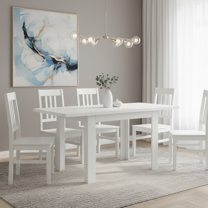Practical Modern Dining Table with Extension Function - White