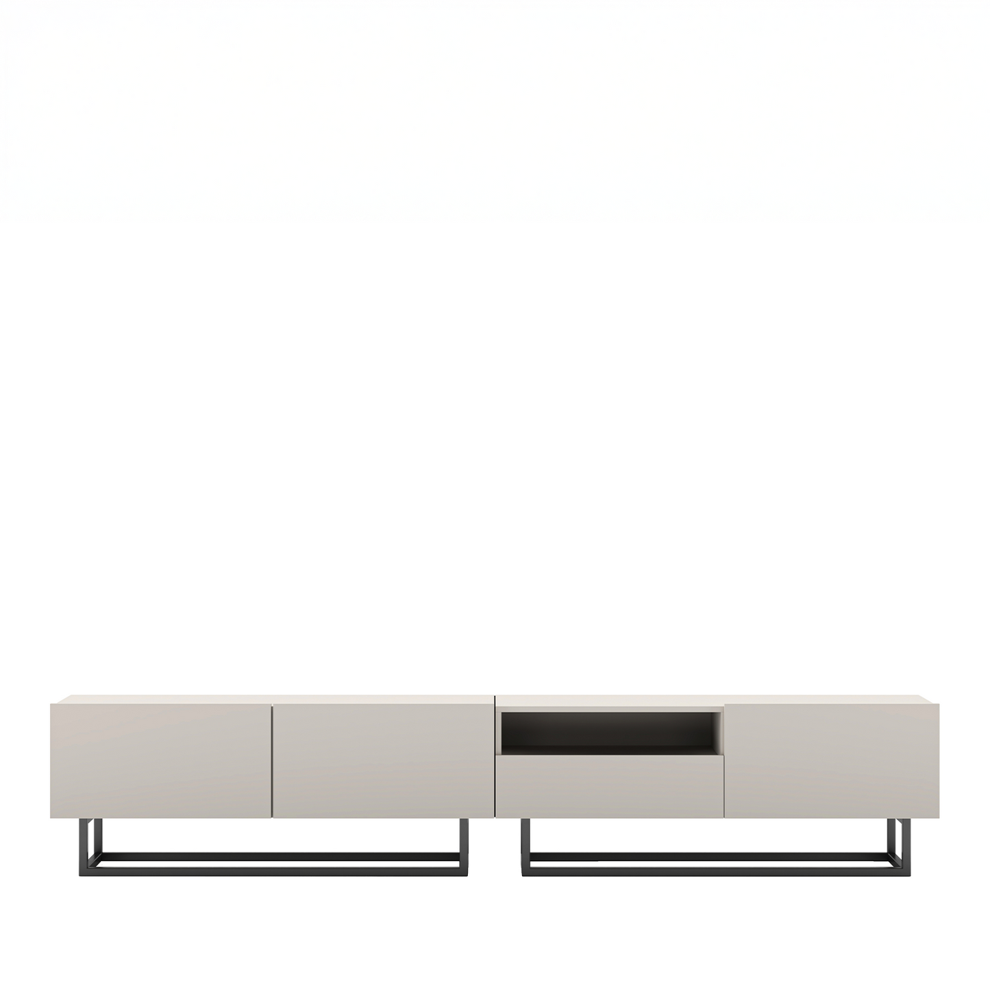Enjoy Minimalist Freestanding TV Unit with Open Shelf and Metal Base – Cashmere