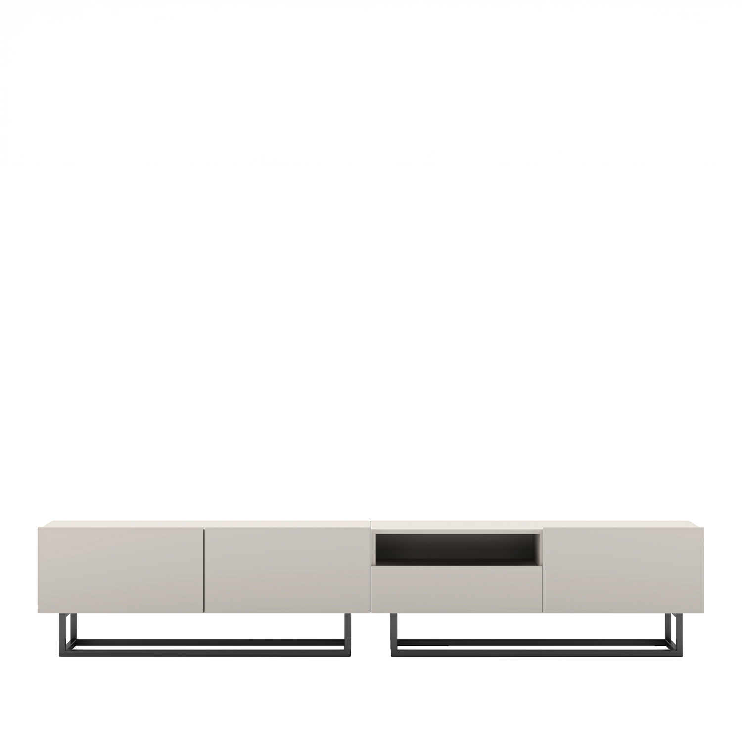 Enjoy Minimalist Freestanding TV Unit with Open Shelf and Metal Base – Cashmere
