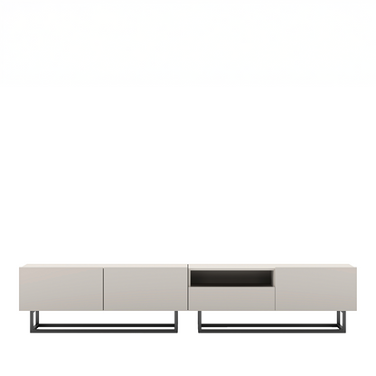 Enjoy Minimalist Freestanding TV Unit with Open Shelf and Metal Base – Cashmere