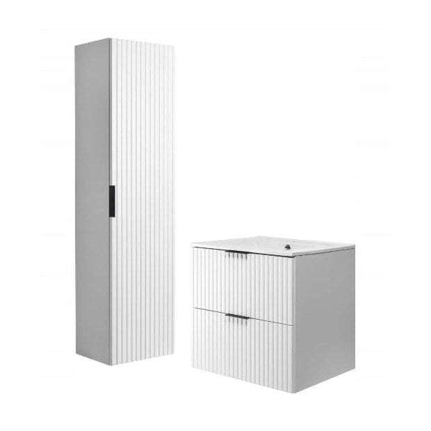 Flow Wall-Mounted 2 Bathroom Vanity Cabinets Set with Basin 60cm - White