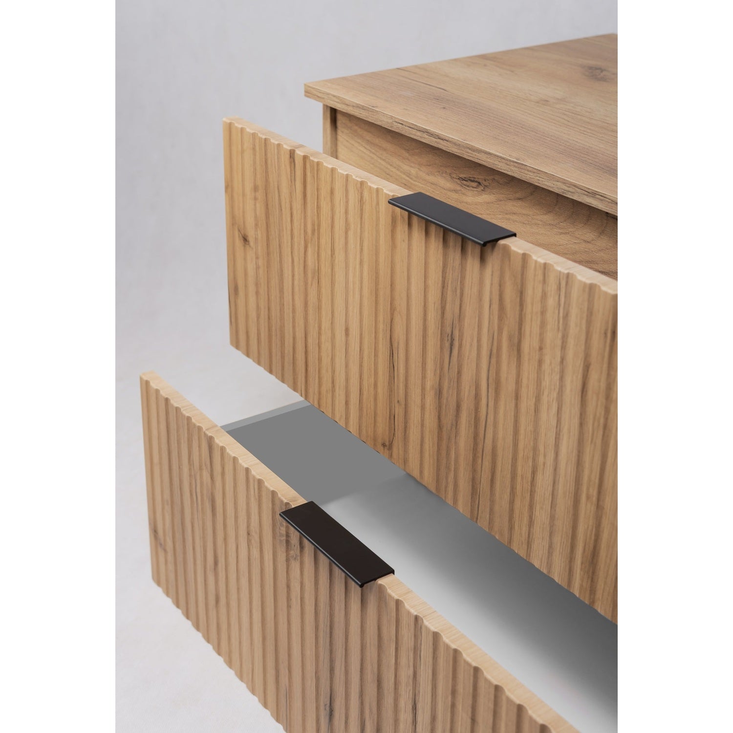 Flow Wall-Mounted 2 Bathroom Vanity Cabinets Set 80cm with Worktop - Gold Craft Oak