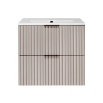 Flow 2 Drawer Bathroom Vanity Cabinet Vanity Unit with Basin 60cm - Cashmere