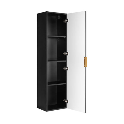 Flow Wall-Mounted Tall Bathroom Cabinet 136cm - Black