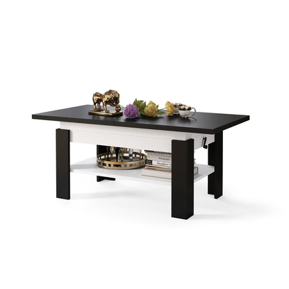 Runa 2 in 1 Extending Coffee / Dining Table 130-170cm - Black / White