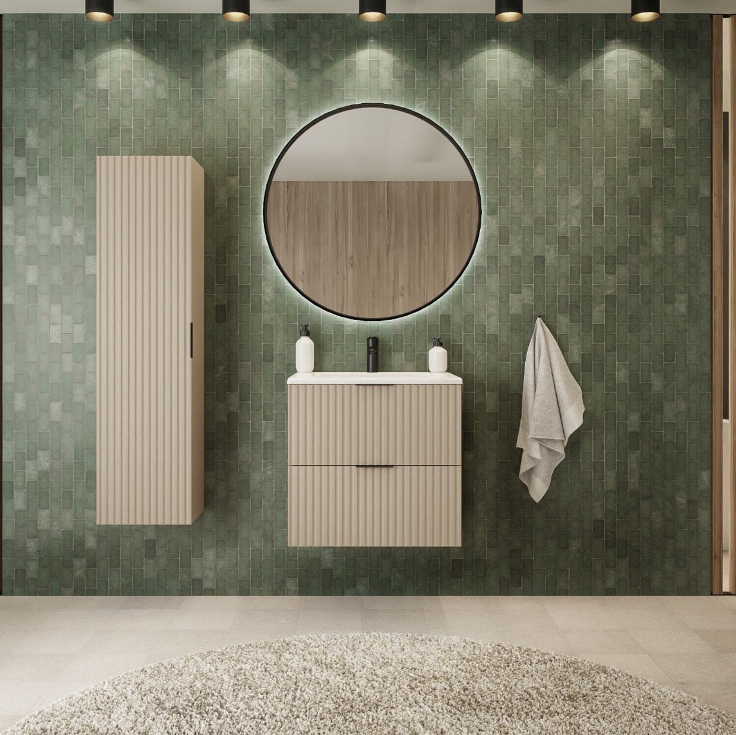 Flow 2 Drawer Bathroom Vanity Cabinet Vanity Unit with Basin 60cm - Cashmere