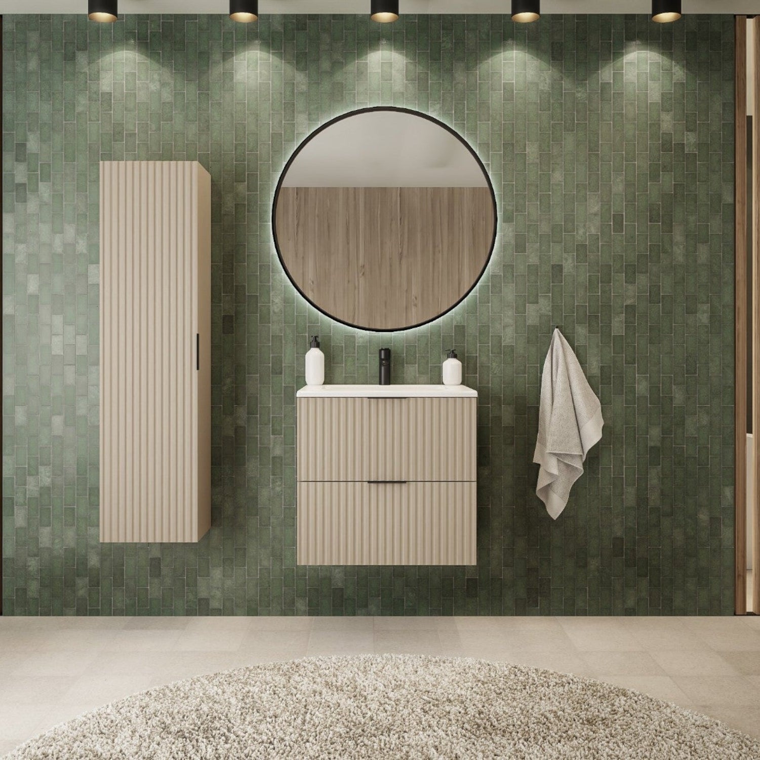 Flow 2 Drawer Bathroom Vanity Cabinet Vanity Unit with Basin 60cm - Cashmere