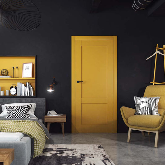 Rumba Internal Non-Rebated Door Set with Frame and Handle - Bahama Yellow