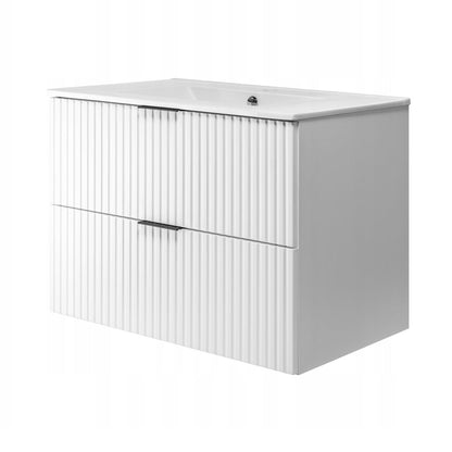 Flow Wall-Mounted 2 Bathroom Vanity Cabinets Set with Basin 80cm - White