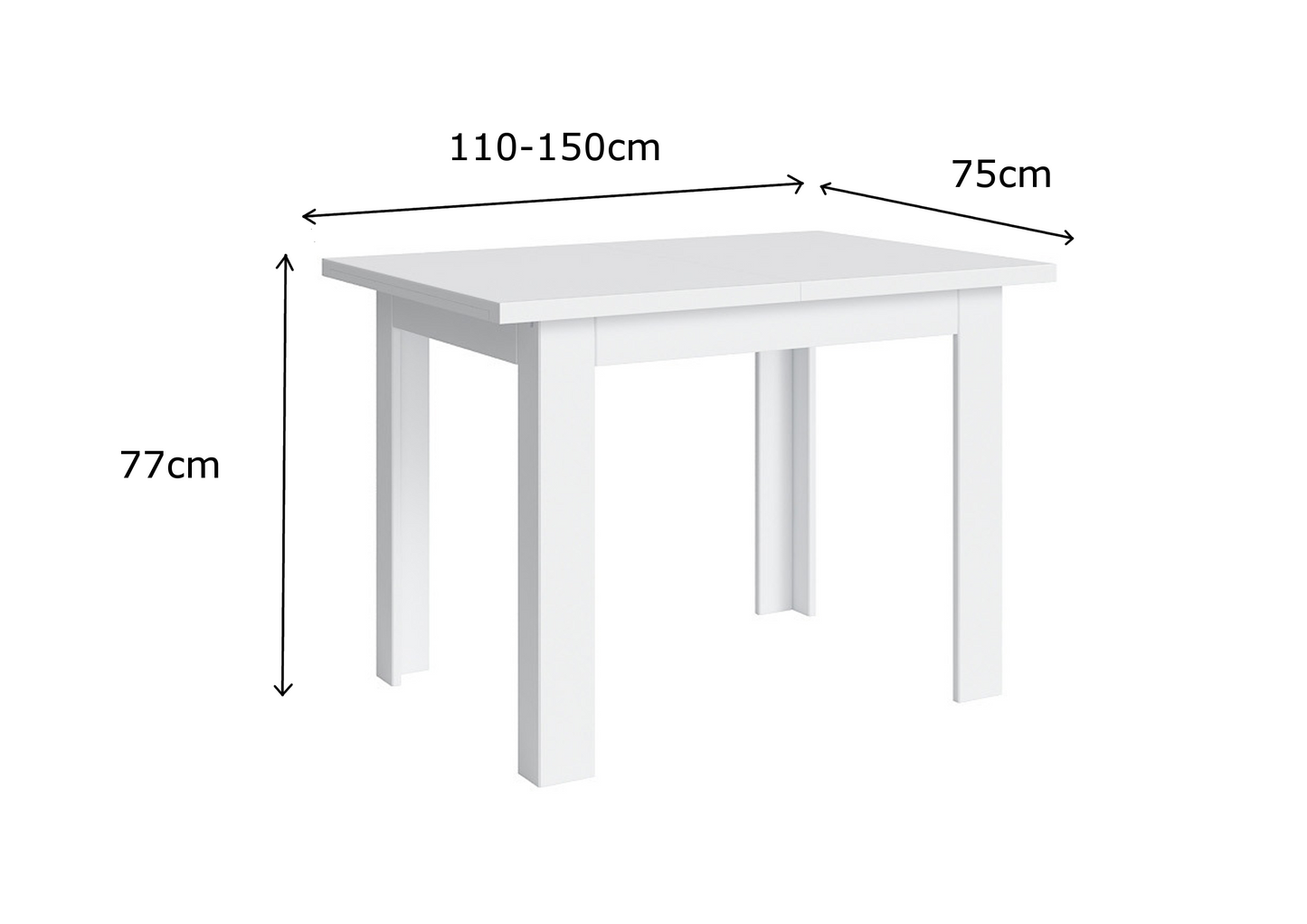 Practical Modern Dining Table with Extension Function - White