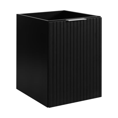 Flow 1 Door Fluted Bathroom Vanity Cabinet with Worktop 40cm - Black