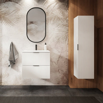 Flow Wall-Mounted 2 Bathroom Vanity Cabinets Set with Basin 60cm - White