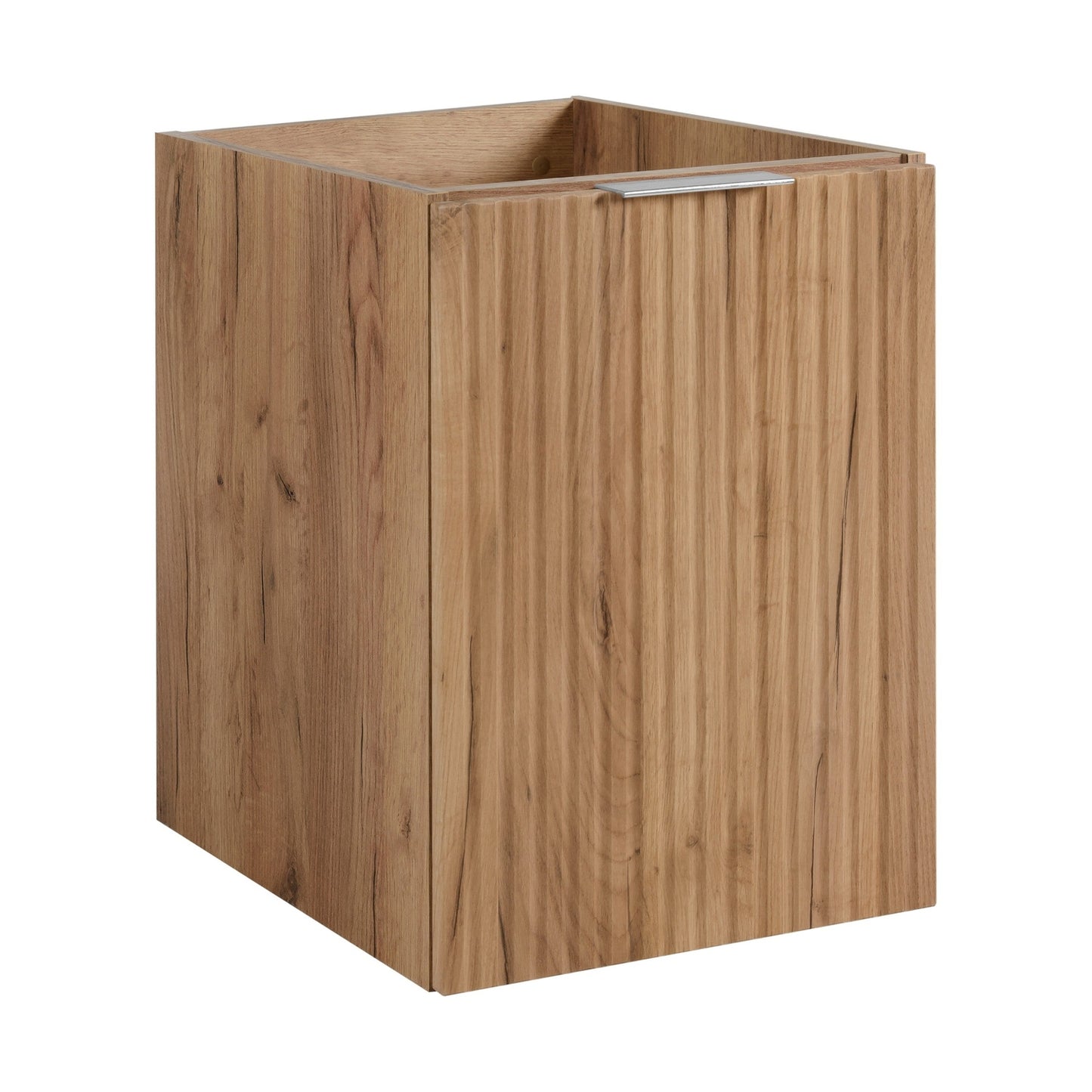 Flow 1 Door Fluted Bathroom Vanity Cabinet with Worktop 40cm - Gold Craft Oak