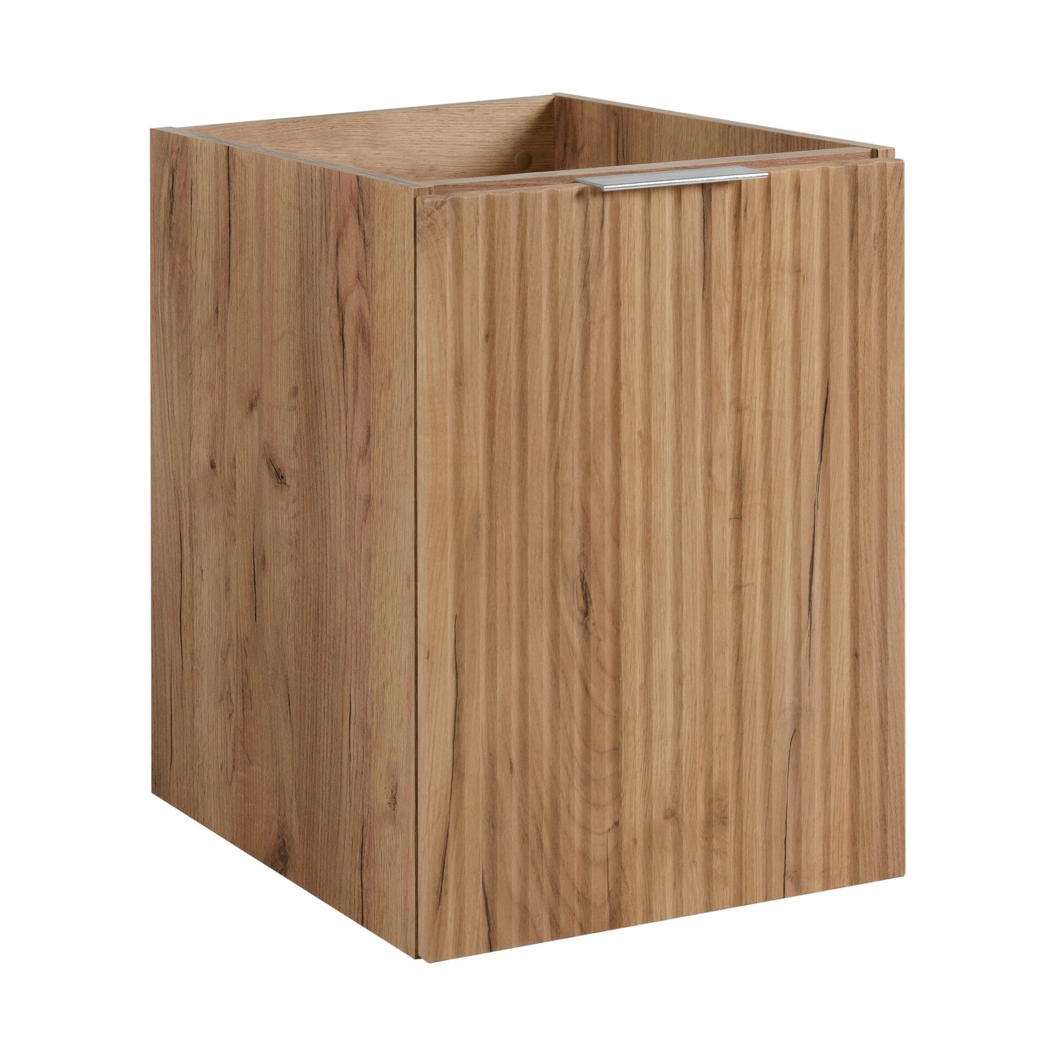 Flow 1 Door Fluted Bathroom Vanity Cabinet with Worktop 40cm - Gold Craft Oak