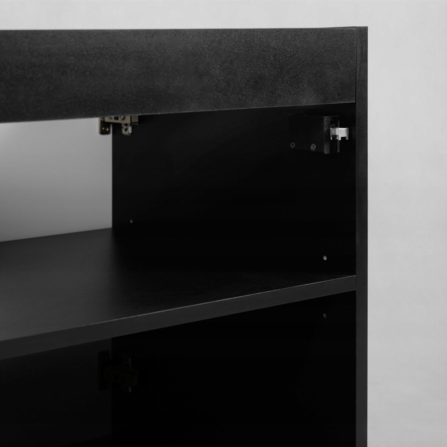 Flow 1 Door Fluted Bathroom Vanity Cabinet with Worktop 40cm - Black