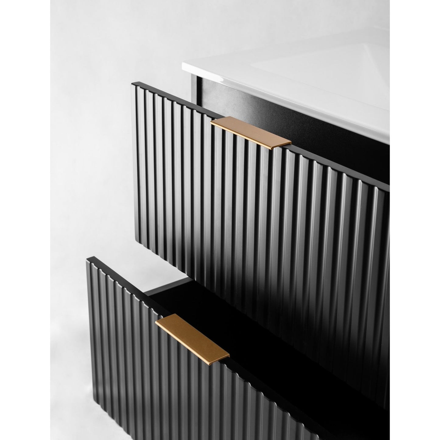 Flow Wall-Mounted 2 Drawer Bathroom Vanity Cabinet with Basin 80cm - Black