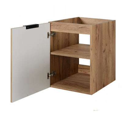 Flow 1 Door Fluted Bathroom Vanity Cabinet with Worktop 40cm - Gold Craft Oak