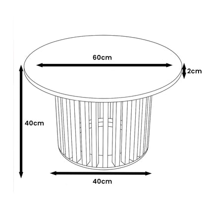 Ruston Scandinavian Style Wooden Slats Base Coffee Table 60cm - Gold Craft Oak