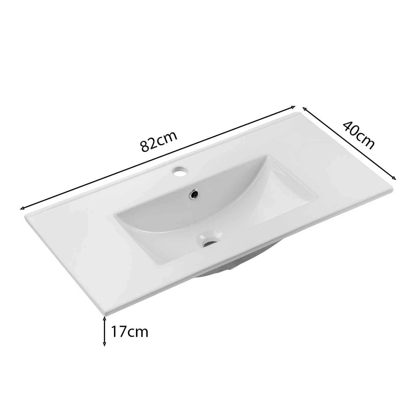 Line Reed 2 Drawer Bathroom Cabinet Vanity Unit 80cm with Built-In Basin - Sage
