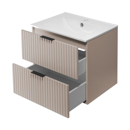Flow 2 Drawer Bathroom Vanity Cabinet Vanity Unit with Basin 60cm - Cashmere