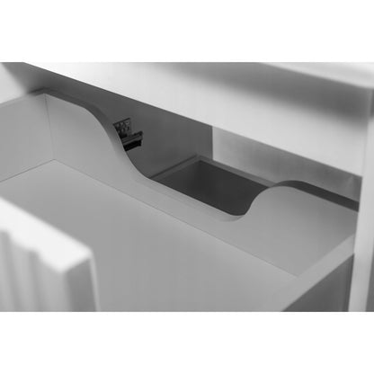 Flow Wall-Mounted 2 Drawer Bathroom Vanity Cabinet with Worktop 80cm - White / Gold Craft Oak